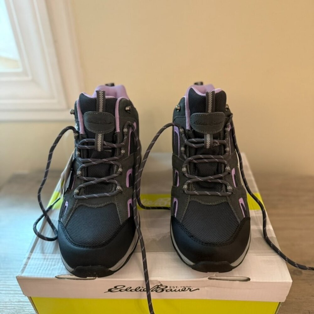Eddie Bauer San Juan Mens Size 9.5 Suede and Mesh Hiking Boot Black And Purple - Picture 5 of 10